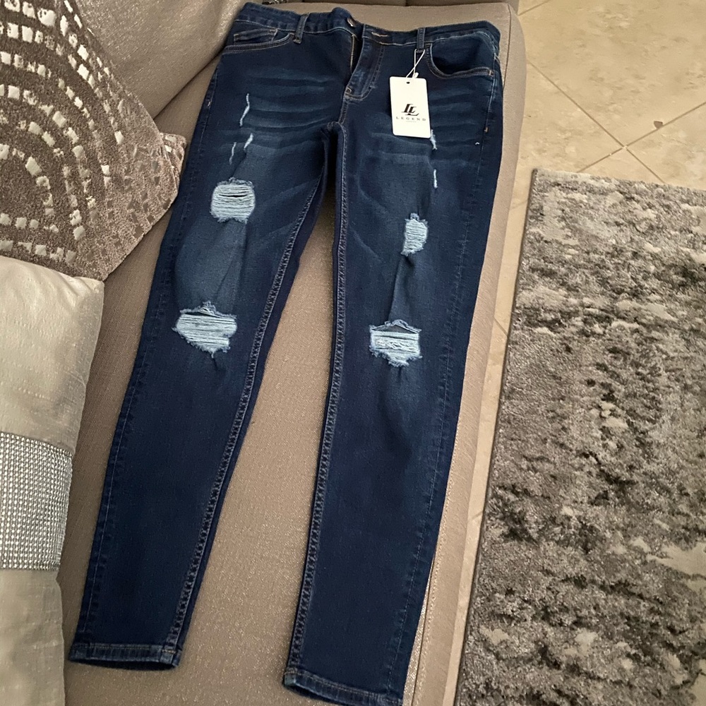 Legend London Ripped and Repaired Dark Blue